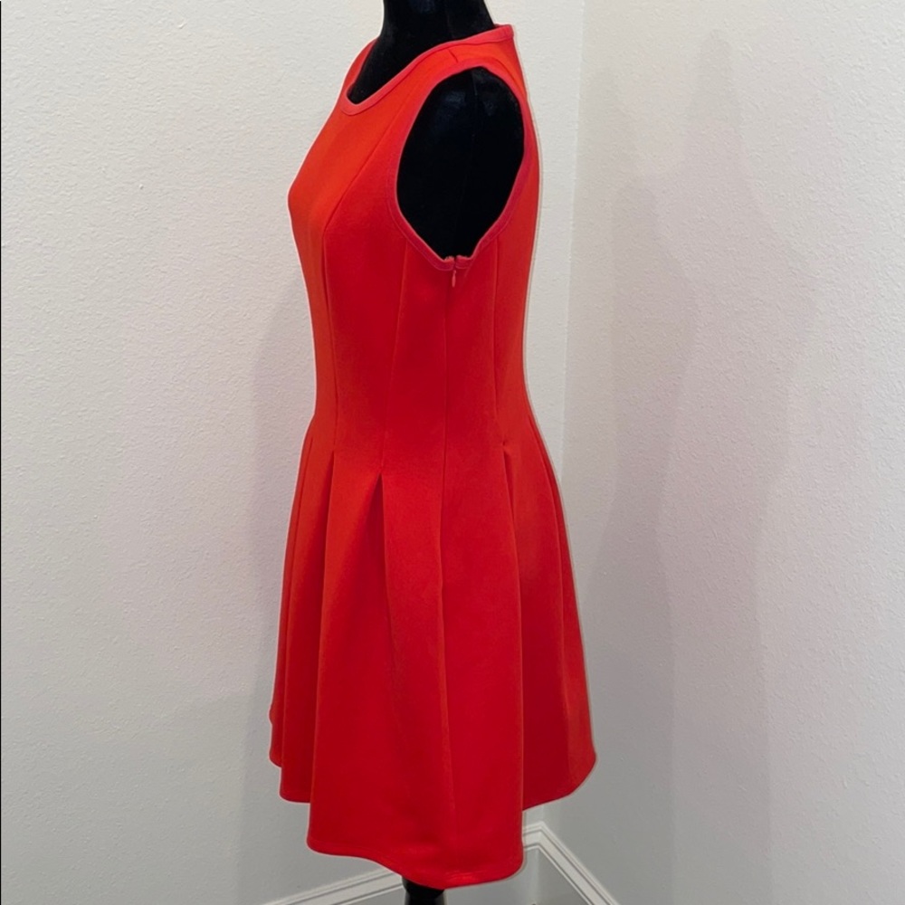 Ann Taylor Red Pleated Flare Dress NWT - Picture 2 of 5